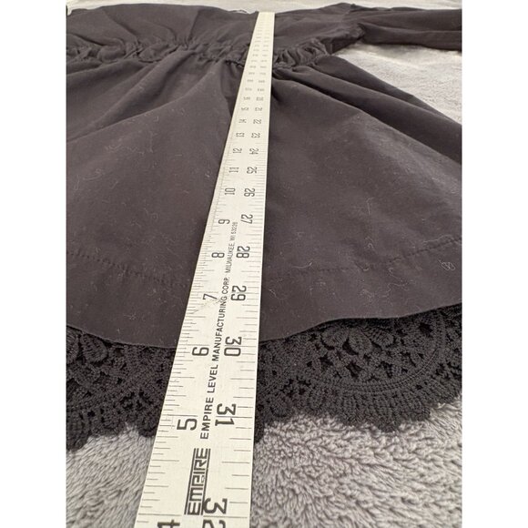 Zara Women's Boho Puff Sleeve Mini Dress XS Black Lace Hem Bohemian Party LBD - Picture 10 of 10